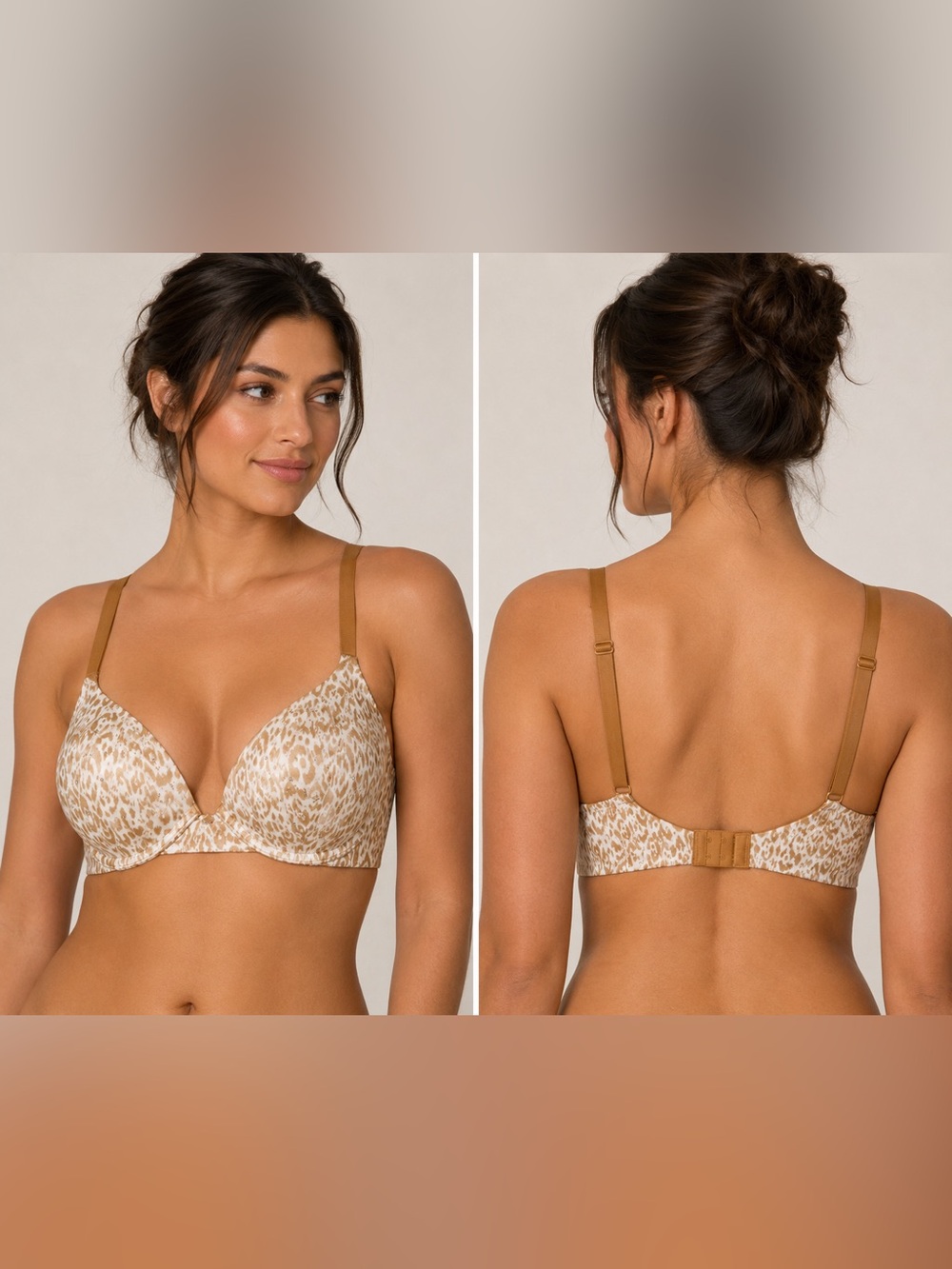 Victoria's Secret size 36 D Leopard-Print lined Demi Bra - Cream & Tan